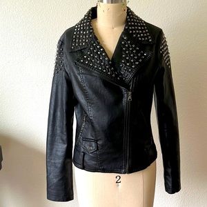 Faux stud leather jacket